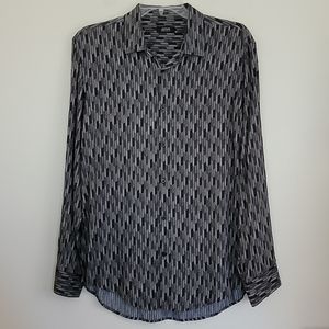 Alfani Black & Gray Print Dress Shirt L